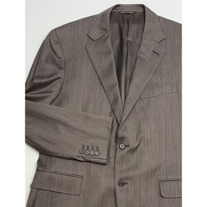 Canali 100% Wool Blazer 42R Brown Micro Herringbone Double Vented Italy EUC